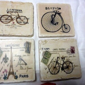 Sous-verres français à vélo, sous-verres en marbre, décor campagnard français