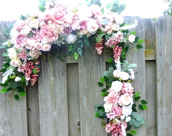 Dusty Rose and Blush bruidsboogbloemen, 2-delige set