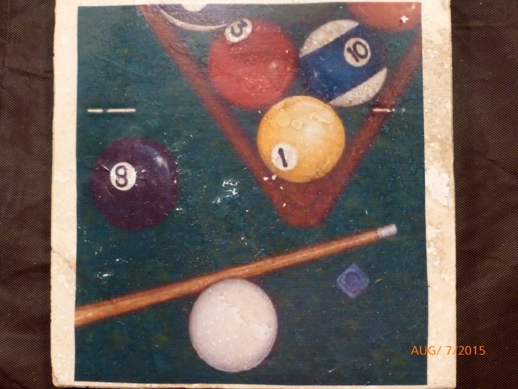 Game Room Stone Coasters Vintage Bar Games set of 4 Etsy