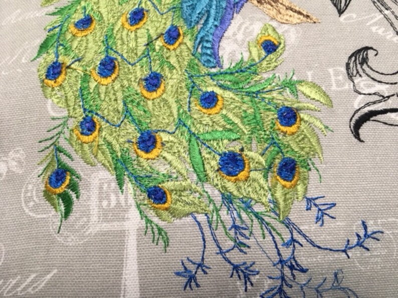 Embroidered Peacock Pillow Cover Premier Prints Eiffel Etsy