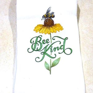 Bee Kind towel, Embroidered kitchen towels, Flour sack towels
