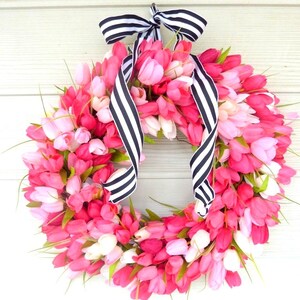 Pink Tulip Wreaths, Easter wreaths, Front door wreath