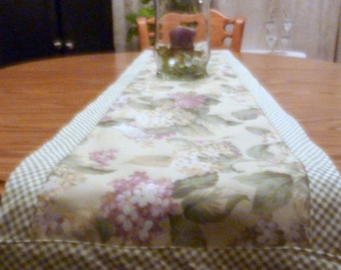 Table Runner Taupe With Light Mauve and Ivory Hydrangea Sage Etsy