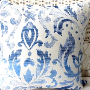 Ikat Tapestry Pillow Covers, Blue and white Richloom fabric, designer pillow covers