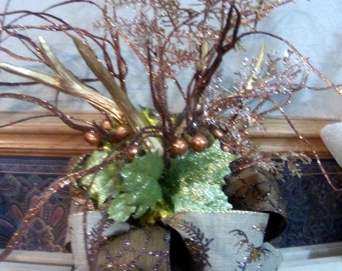 Gold Deer Tree Topper Ribbon Topper Tree Decorations Bow Etsy