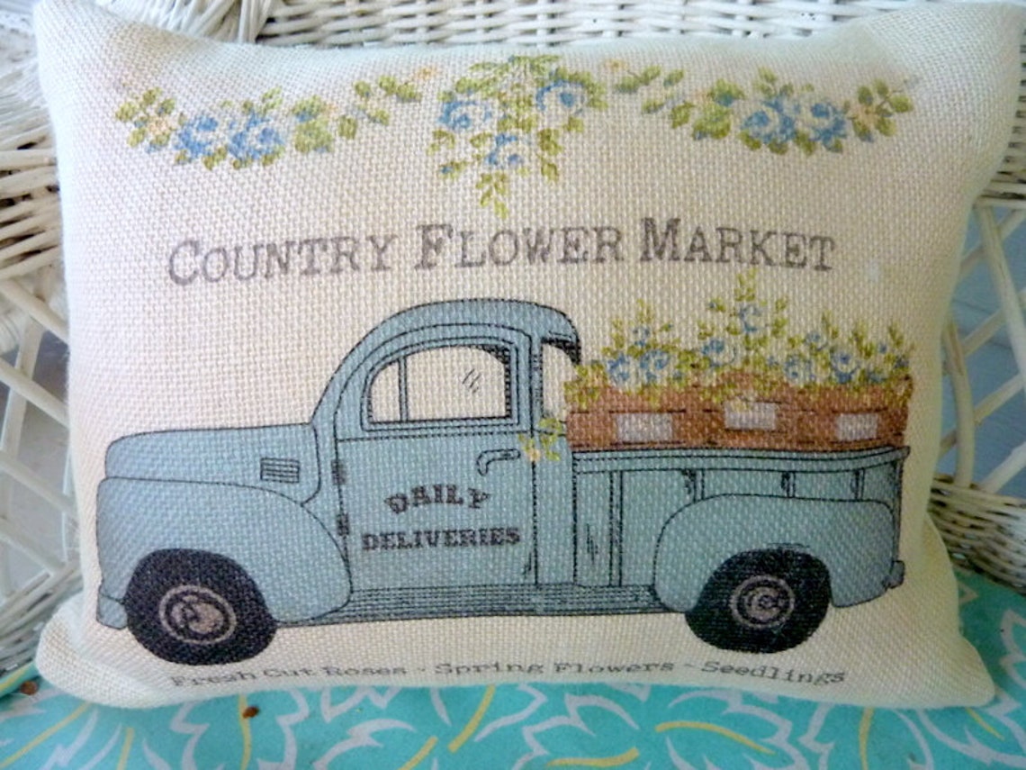 Burlap Truck Pillow Cover Burlap Pillow cover Vintage truck Etsy