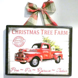 Red Truck sign, Red truck Christmas Tree Farm, wood wall art, Red Truck decor, Farmhouse decor
