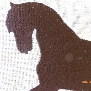 Cojín de caballo de arpillera bordada - Cojín lumbar ecuestre imagen 3
