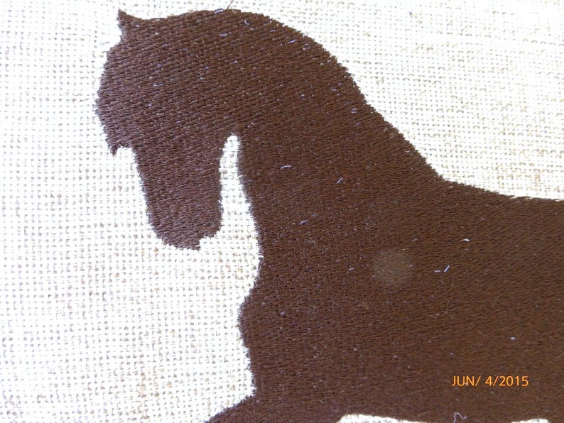 Cojín de caballo de arpillera bordada - Cojín lumbar ecuestre imagen 3
