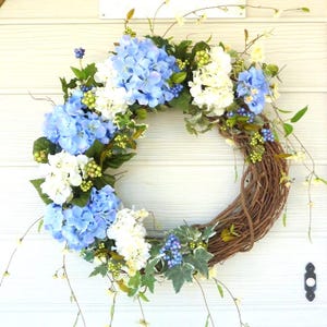 Hydrangea Wreath, Summer Wreath, Front door decor, Spring Wreath