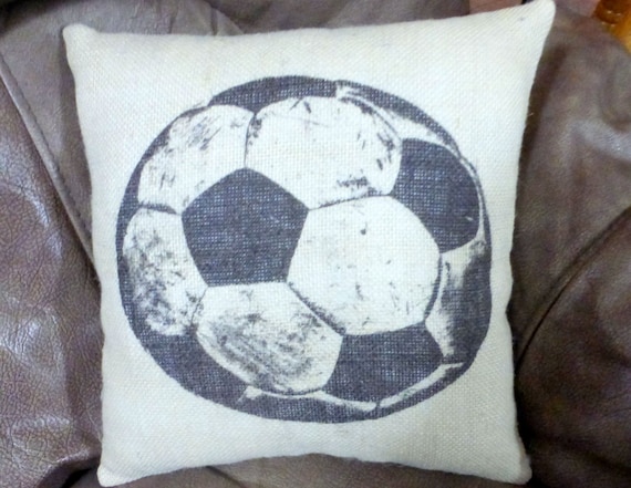 Burlap Soccer Pillow Burlap Pillows Sports Pillows Boys Etsy