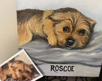 ペット　犬　絵　油彩画肖像画　カスタマイズ 手描きのペットの肖像画、あなたのペットのオリジナル油絵、犬の