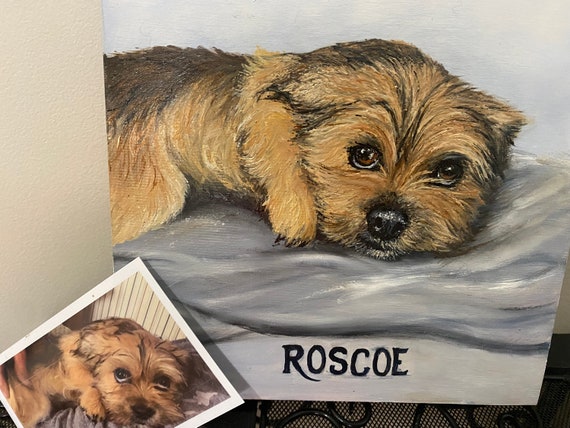 手描きのペットの肖像画、あなたのペットのオリジナル油絵、犬の
