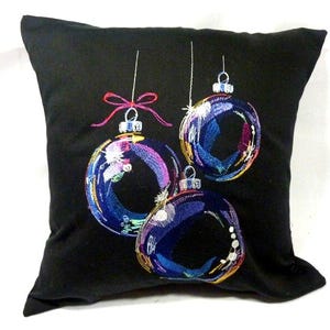 Christmas pillow cover, Embroidered Ornaments pillow cover