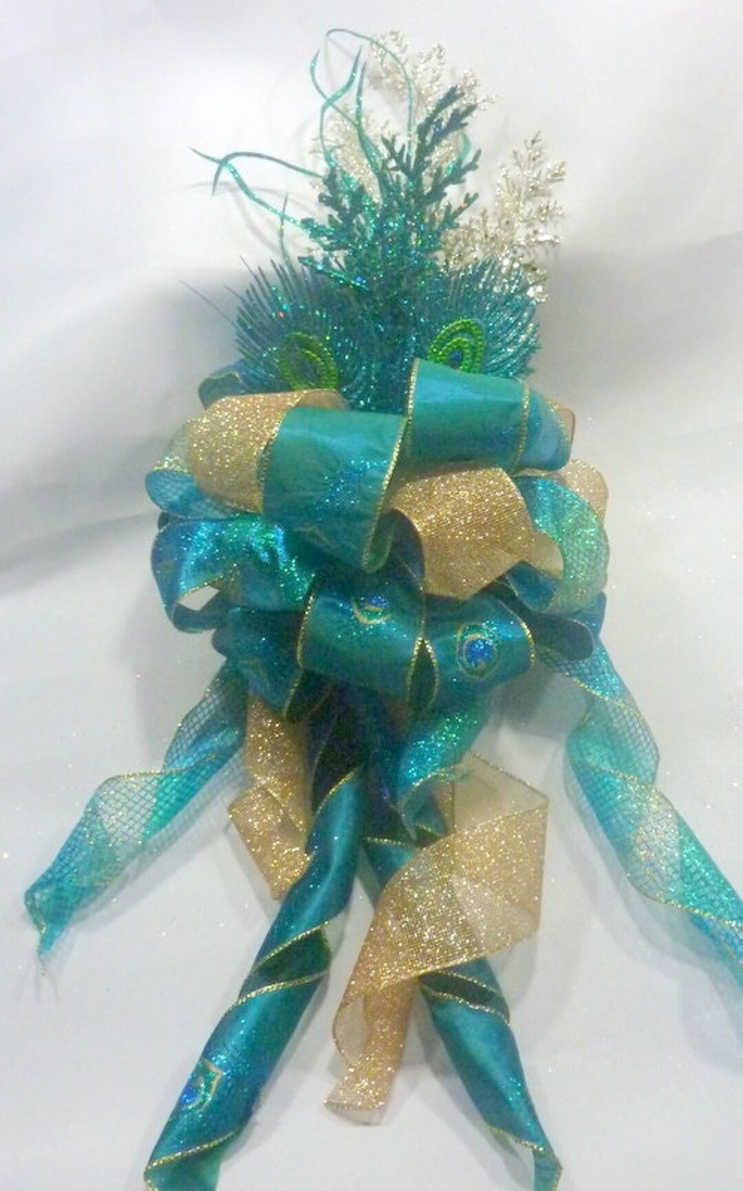 Peacock Ribbon Topper, Bow Tree Topper Etsy