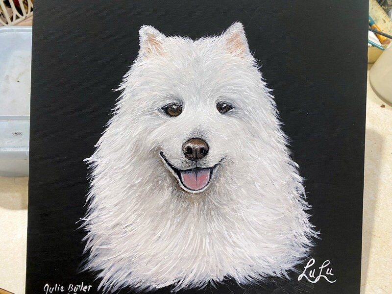 フランスヴィンテージ 犬の肖像画 ハンドペイント
