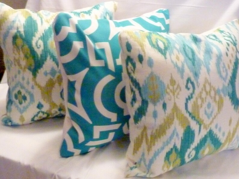 Decorative Ikat Pillow Cover Mill Creek Turquoise Teal Etsy