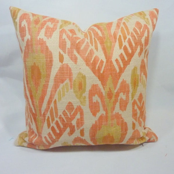 Coral Ikat pillow cover