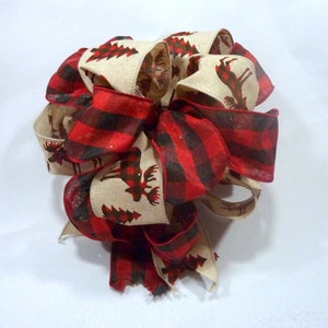 Buffalo plaid wreath bow, Lodge look bows
