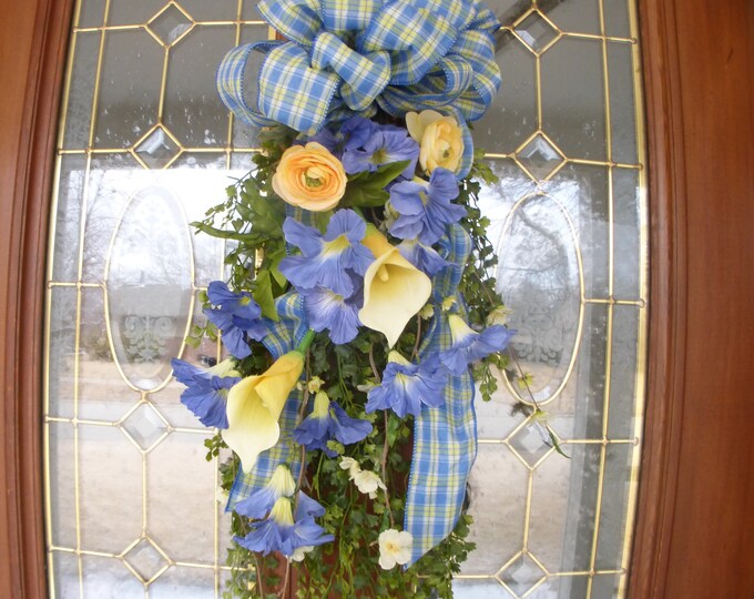 Blue and Yellow Door Swags Spring Door Swags summer Wreaths Etsy