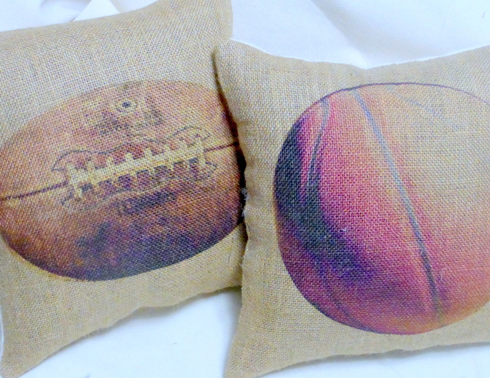 Football Pillows Burlap pillows Vintage sports pillows Etsy