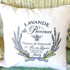 Embroidered Paris Pillow Cover: Lavender & Bee French Decor