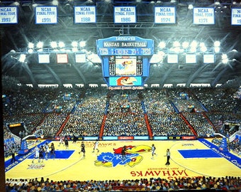 KU basketball print, limited edition print, oil painting of KU