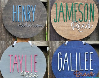 Wooden Baby Name Nursery Signs - Kids Room Door Hangers - Over Crib Sign
