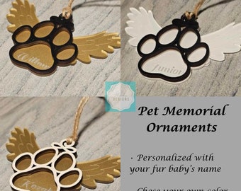 Fur Baby/Pet Memorial Christmas Ornaments - Laser Cut Wood & Acrylic - Personalized