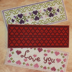 From the Heart set of 3 Bookmark patterns - Counted Cross Stitch Chart - PDF Instant Download