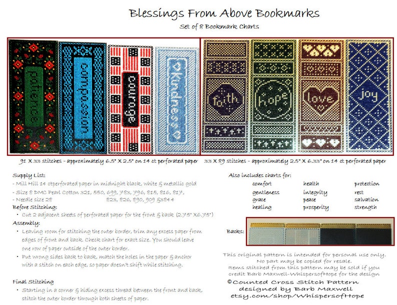 Blessings From Above Bookmarks - Set of 8 Bookmark Charts - PDF Digital ...