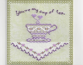 You're My Cup of Tea - Counted Cross Stitch Chart - PDF Instant Download