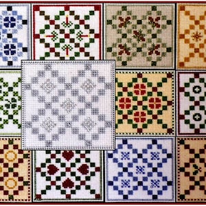 Irish Chain Quilt Block Ornaments Counted Cross Stitch Patterns - Set of 12 - PDF Instant Download
