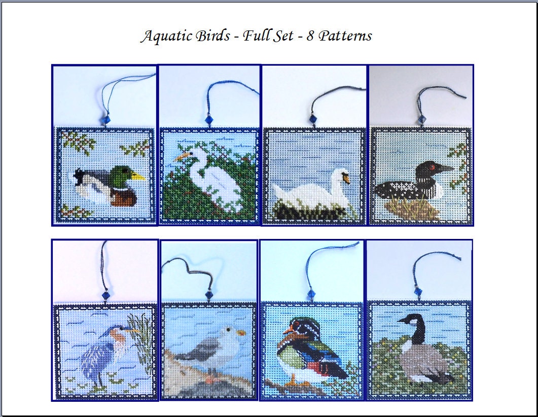 Aquatic Birds - Full Set - 8 Counted Cross Stitch Charts - PDF Instant ...