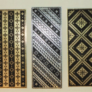 Simply Black - set of 3 Bookmark Patterns - Counted Cross Stitch Charts - PDF Instant Download