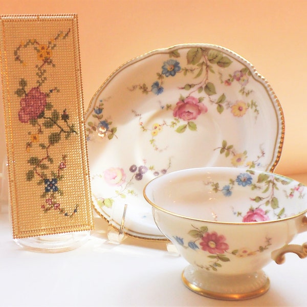 Tea Cup Inspiration Series # 4 Sunnyvale - Counted Cross Stitch Chart - PDF Instant Download - CHART ONLY - Cup & Saucer not included