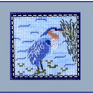 Uccelli acquatici - Airone cenerino - Schema punto croce - File PDF per il download istantaneo
