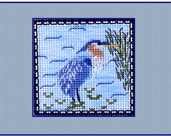 Aquatic Birds - Great Blue Heron - Cross Stitch Chart - PDF Instant Download File