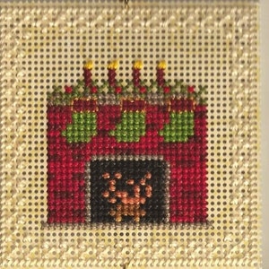 Fireplace Christmas Tree Ornament - Counted Cross Stitch Chart - PDF Instant Download