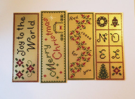 A Joyful Christmas Set Of 4 Bookmark Patterns Counted Etsy