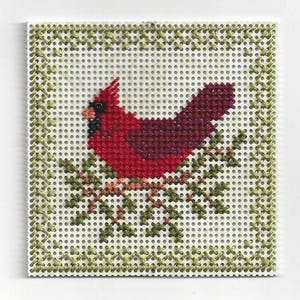 Aves del Aire - Cardenal - Gráfico de punto de cruz contado - Descarga instantánea en PDF