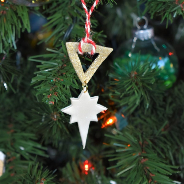 Handmade Christmas Ornament, Star Ornament, Celestial Ornament for Her, Clay Ornament, Christmas Star Ornament For Girls, Gifts for Woman