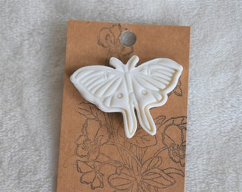 Luna Moth Pin, Moth Pin, Glow in the Dark Pin, Handmade Pin for Her, Polymer Clay Pin, handmade gifts, stocking stuffer