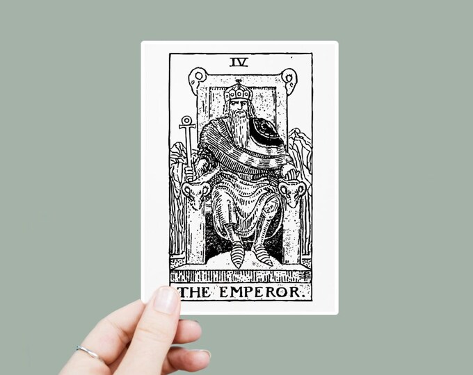 The Emperor Vinyl Decal, Satin Finish Sticker, Tarot Card Laptop Sticker, Window Decal, Water Bottle Decal, 4 Sizes to Choose From