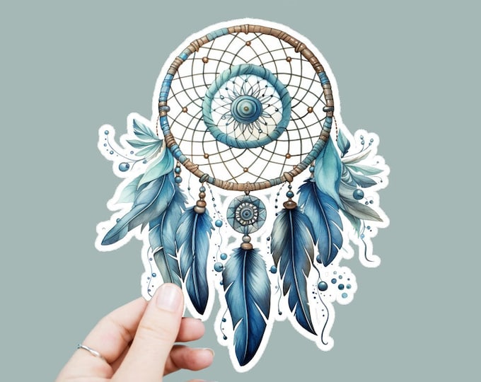 Watercolor Dreamcatcher Decal, Satin Finish Sticker, Boho Dream Catcher Sticker Laptop Sticker, Window Decal, Water Bottle Decal, 4 Sizes