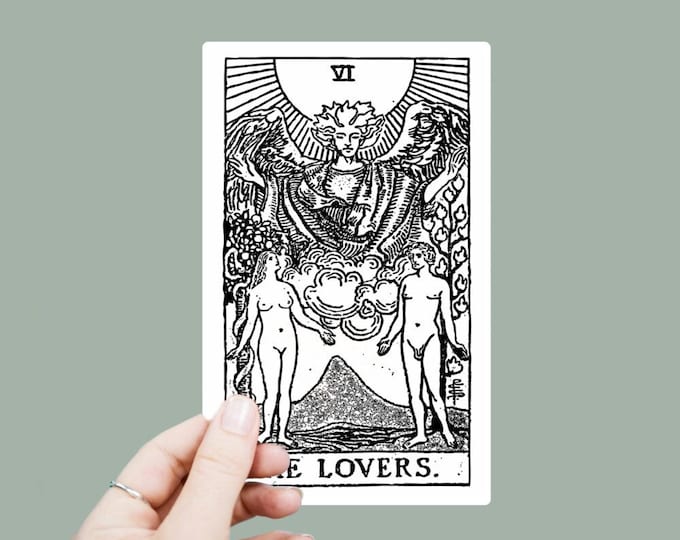 The Lovers Vinyl Decal, Satin Finish Sticker, Tarot Card Laptop Sticker, Window Decal, Water Bottle Decal, 4 Sizes to Choose From