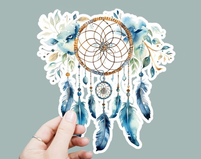 Watercolor Dreamcatcher Decal, Satin Finish Sticker, Boho Dream Catcher Sticker Laptop Sticker, Window Decal, Water Bottle Decal, 4 Sizes