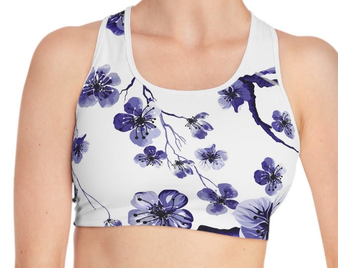 Compression Fit Sports Bra, Sizes S-2XL, Boho Floral Print Womens Sports Bra, Moisture Wicking Sports Bra, Athletic Clothing