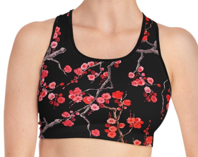 Compression Fit Sports Bra, Sizes S-2XL, Boho Floral Print Womens Sports Bra, Moisture Wicking Sports Bra, Athletic Clothing