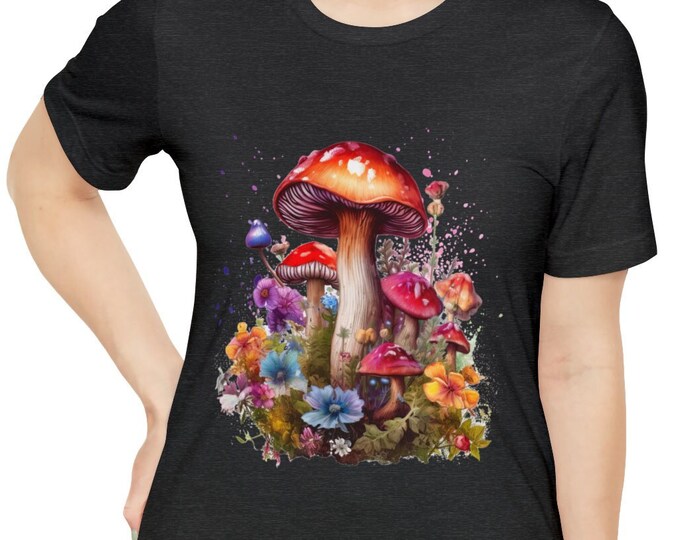 Unisex Jersey Short Sleeve Tee, Boho Hippie Magic Mushrooms T Shirt, Bohemian Apparel, Unisex Bella Canvas 3001 Cotton Tee, S-3XL Sizes